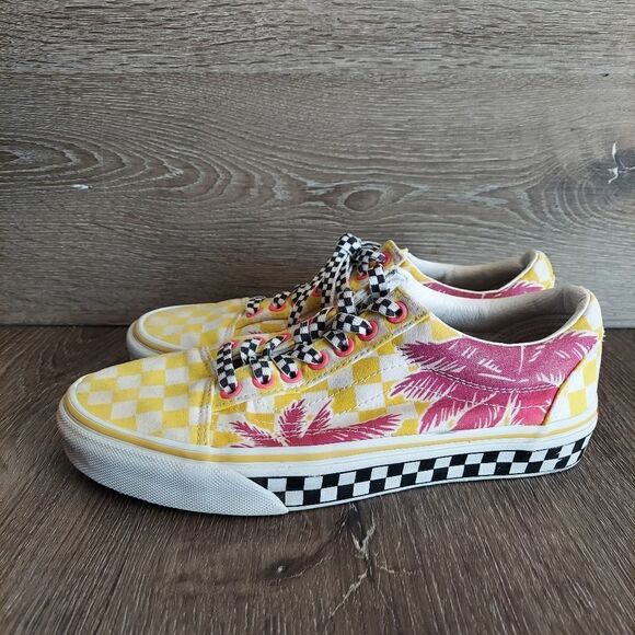 Custom Checkeredboard Vans Palm Tree Sneaker 6.5 Women 8 - Picture 4 of 10